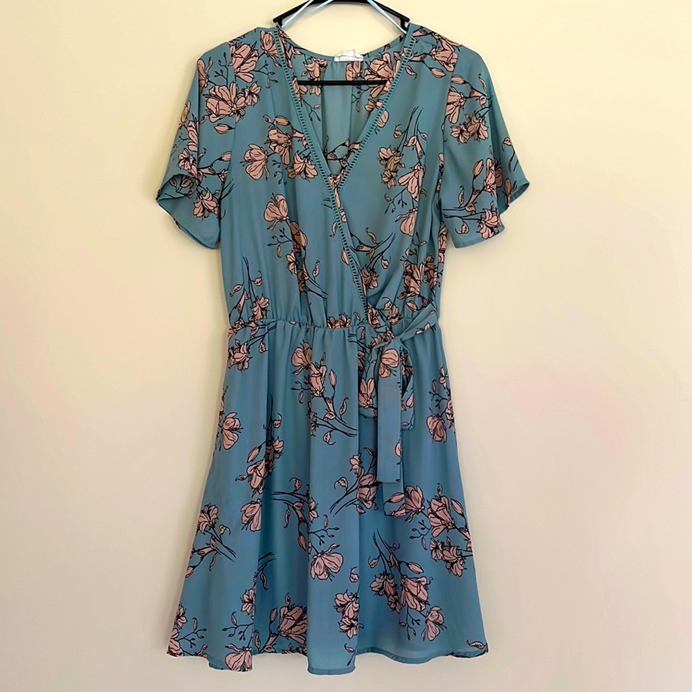 Blue Floral Midi Dress